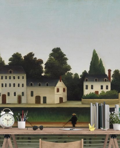 Wandtapete „Landscape and Four Fisherman“ von Henri Rousseau, personalisierbar