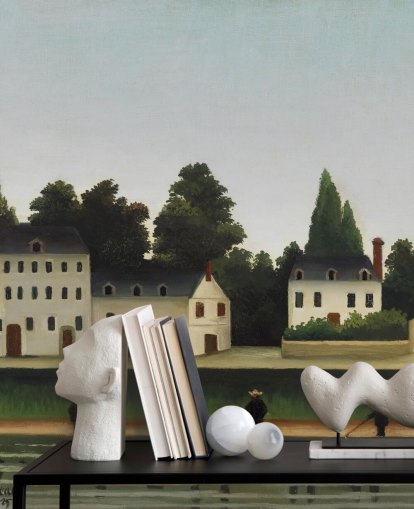 Wandtapete „Landscape and Four Fisherman“ von Henri Rousseau, personalisierbar Wandtapete „Landscape and Four Fisherman“ von Henri Rousseau, personalisierbar