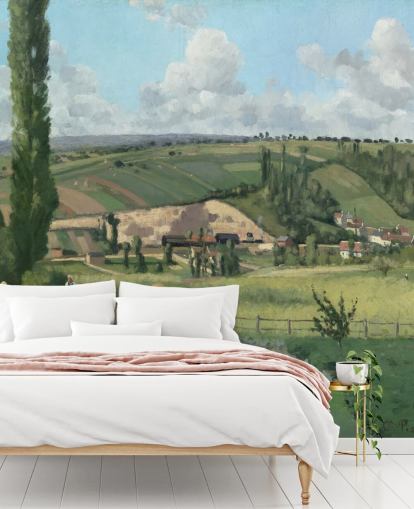 mural de papel pintado de bellas artes llamado Paisaje en Les Pâtis, Pontoise de Camille Pissarro
