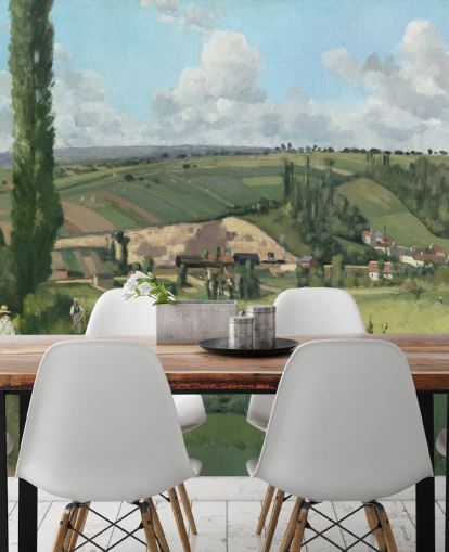 fine art wallpaper mural called Landscape at Les Pâtis, Pontoise by Camille Pissarro