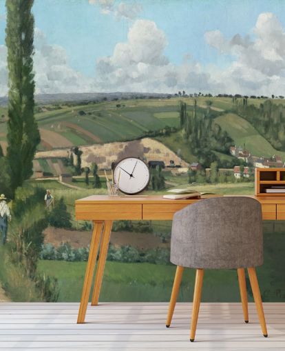 Camille Pissarron taidetaustakuvamaalaus nimeltä Maisema Les Pâtisissa, Pontoisessa