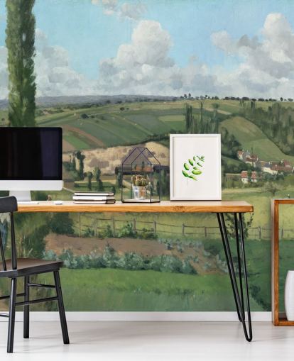 fine art wallpaper mural called Landscape at Les Pâtis, Pontoise by Camille Pissarro