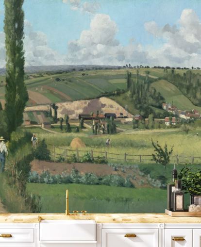 fine art wallpaper mural called Landscape at Les Pâtis, Pontoise by Camille Pissarro fine art wallpaper mural called Landscape at Les Pâtis, Pontoise by Camille Pissarro