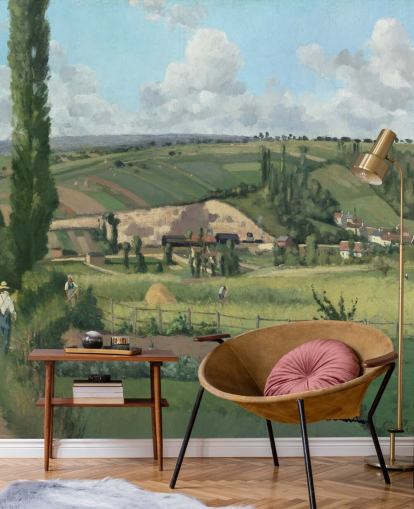 papier peint mural d'art intitulé Paysage aux Pâtis, Pontoise par Camille Pissarro