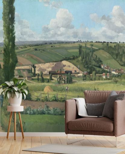 fine art wallpaper mural called Landscape at Les Pâtis, Pontoise by Camille Pissarro fine art wallpaper mural called Landscape at Les Pâtis, Pontoise by Camille Pissarro