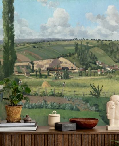 fine art wallpaper mural called Landscape at Les Pâtis, Pontoise by Camille Pissarro fine art wallpaper mural called Landscape at Les Pâtis, Pontoise by Camille Pissarro