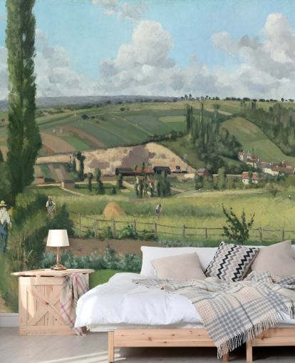 Camille Pissarron taidetaustakuvamaalaus nimeltä Maisema Les Pâtisissa, Pontoisessa Camille Pissarron taidetaustakuvamaalaus nimeltä Maisema Les Pâtisissa, Pontoisessa