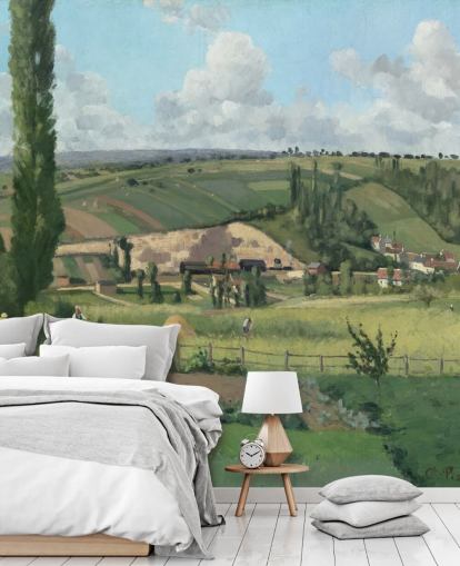 mural de papel de parede de belas artes chamado Landscape at Les Pâtis, Pontoise, de Camille Pissarro
