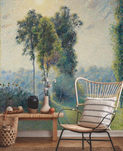fine art wallpaper mural called Landscape at Saint-Charles, Near Gisors, Sunset by Camille Pissarro fine art wallpaper mural called Landscape at Saint-Charles, Near Gisors, Sunset by Camille Pissarro