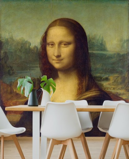 mural de papel de parede de belas artes chamado Mona Lisa de Leonardo Da Vinci para quartos, escritórios domésticos e corredores mural de papel de parede de belas artes chamado Mona Lisa de Leonardo Da Vinci para quartos, escritórios domésticos e corredores