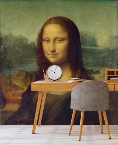 mural de papel pintado de bellas artes llamado Mona Lisa de Leonardo Da Vinci para dormitorios, oficinas y pasillos