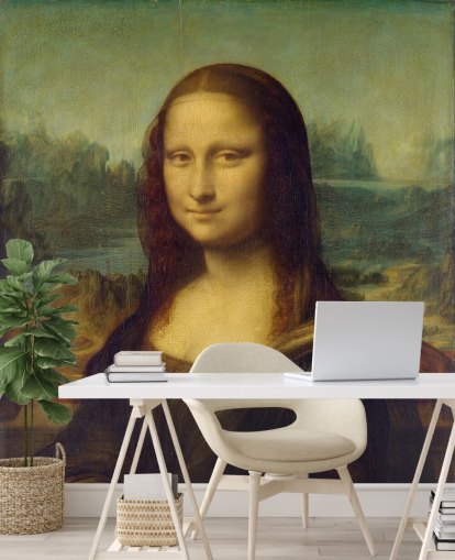 fine art behangmuurschildering genaamd Mona Lisa van Leonardo Da Vinci voor slaapkamers, thuiskantoren en gangen