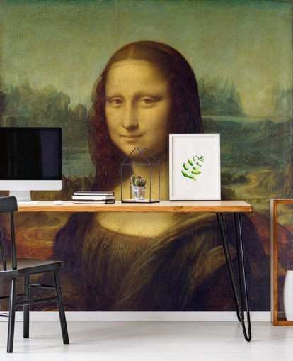 carta da parati fine art chiamata Mona Lisa di Leonardo Da Vinci per camere da letto, uffici domestici e corridoi carta da parati fine art chiamata Mona Lisa di Leonardo Da Vinci per camere da letto, uffici domestici e corridoi