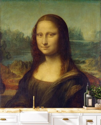 carta da parati fine art chiamata Mona Lisa di Leonardo Da Vinci per camere da letto, uffici domestici e corridoi carta da parati fine art chiamata Mona Lisa di Leonardo Da Vinci per camere da letto, uffici domestici e corridoi