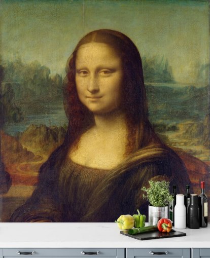 fine art wallpaper mural called Mona Lisa by Leonardo Da Vinci for bedrooms, home offices and hallways