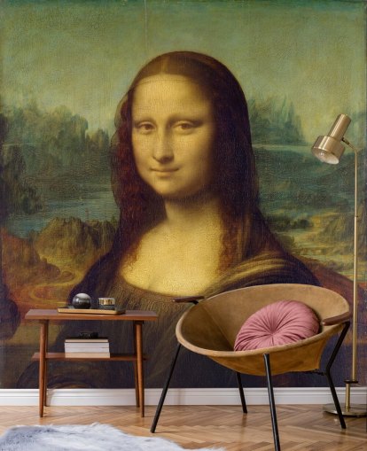 carta da parati fine art chiamata Mona Lisa di Leonardo Da Vinci per camere da letto, uffici domestici e corridoi