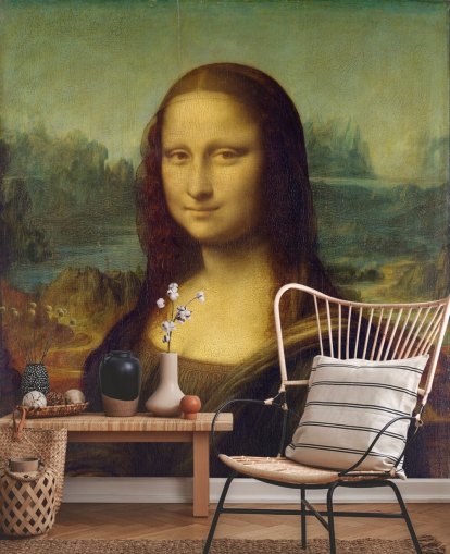 fine art wallpaper mural called Mona Lisa by Leonardo Da Vinci for bedrooms, home offices and hallways