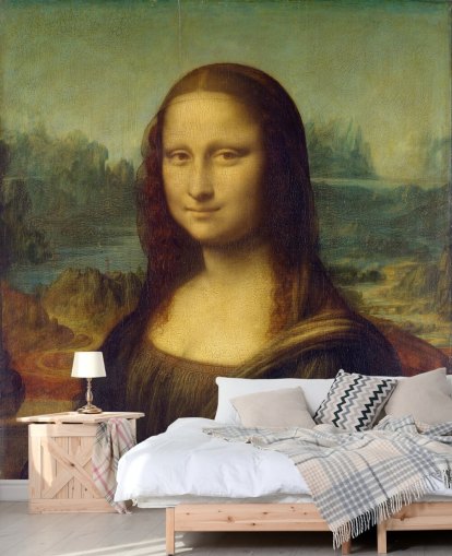fine art behangmuurschildering genaamd Mona Lisa van Leonardo Da Vinci voor slaapkamers, thuiskantoren en gangen