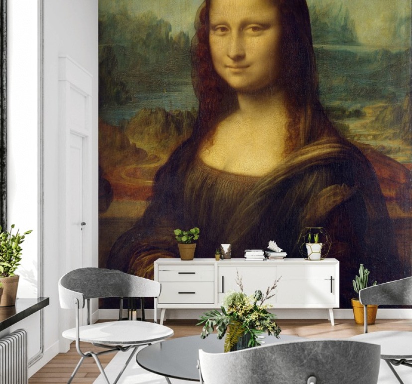 fine art behangmuurschildering genaamd Mona Lisa van Leonardo Da Vinci voor slaapkamers, thuiskantoren en gangen