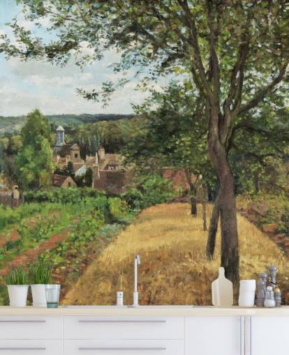 kunsttapet veggmaleri kalt Orchards at Louveciennes av Camille Pissarro for soverom og stuer kunsttapet veggmaleri kalt Orchards at Louveciennes av Camille Pissarro for soverom og stuer