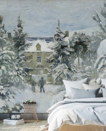 carta da parati fine art chiamata La casa di Piette a Montfoucault di Camille Pissarro carta da parati fine art chiamata La casa di Piette a Montfoucault di Camille Pissarro