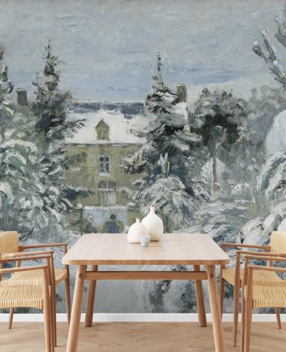 fine art wallpaper mural called Piette's House at Montfoucault by Camille Pissarro