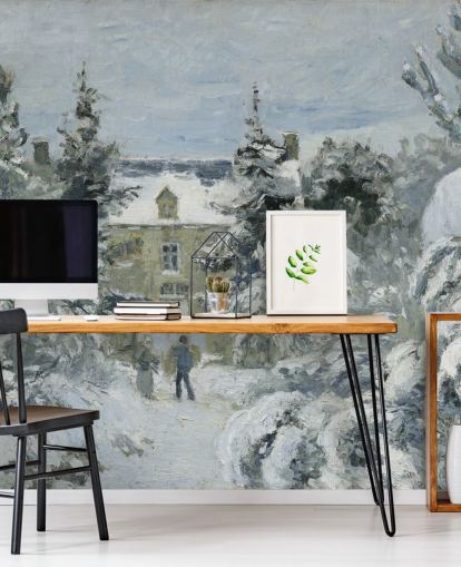 fine art wallpaper mural called Piette's House at Montfoucault by Camille Pissarro