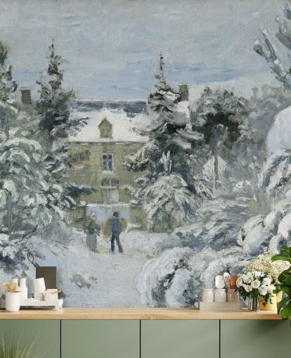 carta da parati fine art chiamata La casa di Piette a Montfoucault di Camille Pissarro