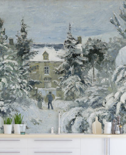 Camille Pissarron taide-taustakuvamaalaus nimeltä Pietten talo Montfoucaultissa