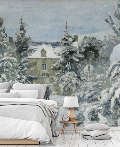 fine art wallpaper mural called Piette's House at Montfoucault by Camille Pissarro