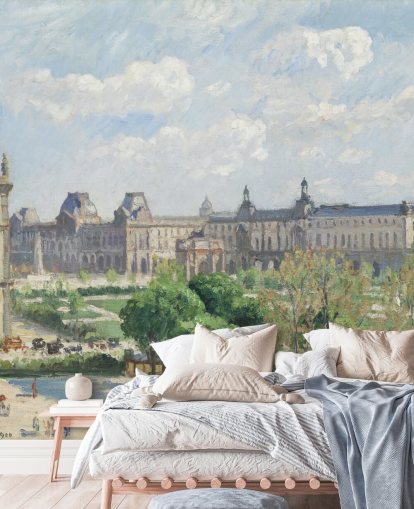 fine art wallpaper mural called Place du Carousel by Camille Pissarro for bedrooms and lounges fine art wallpaper mural called Place du Carousel by Camille Pissarro for bedrooms and lounges