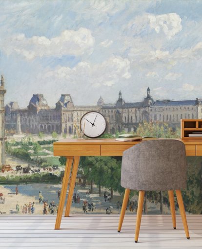 kunsttapet veggmaleri kalt Place du Carrousel av Camille Pissarro for soverom og salonger kunsttapet veggmaleri kalt Place du Carrousel av Camille Pissarro for soverom og salonger