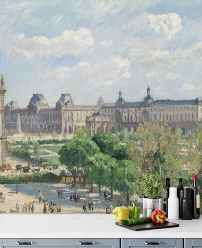 fine art wallpaper mural called Place du Carrousel by Camille Pissarro for bedrooms and lounges