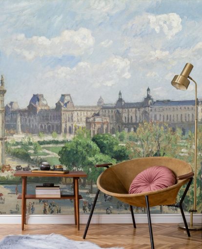 papier peint mural d'art appelé Place du Carrousel par Camille Pissarro pour les chambres et les salons