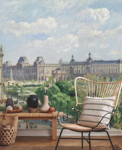 papier peint mural d'art appelé Place du Carrousel par Camille Pissarro pour les chambres et les salons