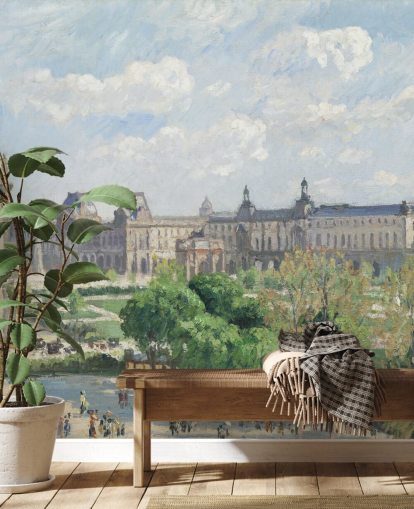 Kunsttapete mit dem Titel Place du Carrousel von Camille Pissarro für Schlafzimmer und Wohnzimmer Kunsttapete mit dem Titel Place du Carrousel von Camille Pissarro für Schlafzimmer und Wohnzimmer