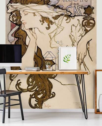 fine art wallpaper mural called Salon des Cent by Alphonse Mucha for bedrooms, bathrooms and living rooms fine art wallpaper mural called Salon des Cent by Alphonse Mucha for bedrooms, bathrooms and living rooms