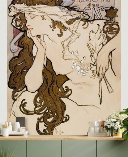 carta da parati fine art chiamata Salon des Cent di Alphonse Mucha per camere da letto, bagni e salotti carta da parati fine art chiamata Salon des Cent di Alphonse Mucha per camere da letto, bagni e salotti