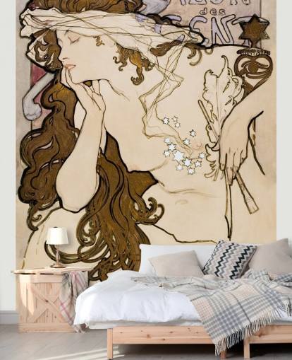 carta da parati fine art chiamata Salon des Cent di Alphonse Mucha per camere da letto, bagni e salotti carta da parati fine art chiamata Salon des Cent di Alphonse Mucha per camere da letto, bagni e salotti