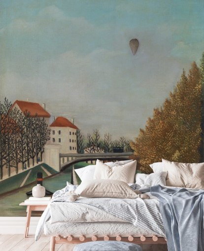 carta da parati d'arte chiamata Studio per la vista del Pont de Sevres di Rousseau per camere da letto e salotti carta da parati d'arte chiamata Studio per la vista del Pont de Sevres di Rousseau per camere da letto e salotti