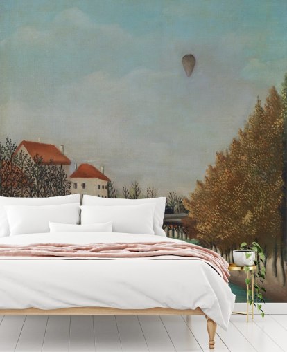 fine art wallpaper called Study for View of the Pont de Sevres by Rousseau for bedrooms and living rooms fine art wallpaper called Study for View of the Pont de Sevres by Rousseau for bedrooms and living rooms