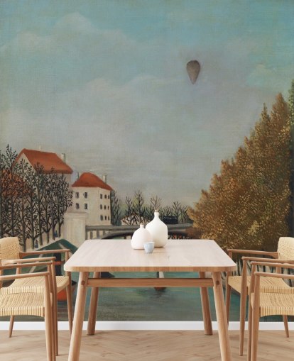 kunsttapet kaldet Study for View of the Pont de Sevres af Rousseau til soveværelser og stuer