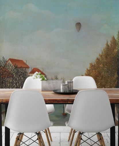 fine art wallpaper called Study for View of the Pont de Sevres by Rousseau for bedrooms and living rooms