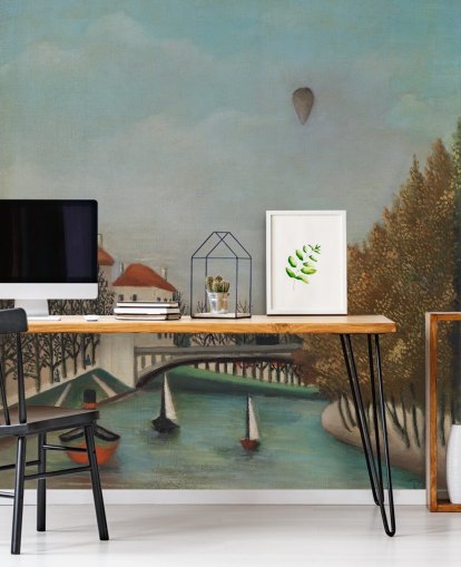 Kunsttapete namens Study for View of the Pont de Sevres von Rousseau für Schlafzimmer und Wohnzimmer Kunsttapete namens Study for View of the Pont de Sevres von Rousseau für Schlafzimmer und Wohnzimmer