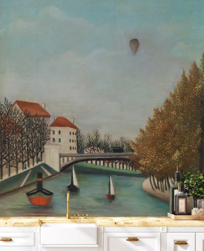 konst tapet kallad Study for View of the Pont de Sevres av Rousseau för sovrum och vardagsrum konst tapet kallad Study for View of the Pont de Sevres av Rousseau för sovrum och vardagsrum