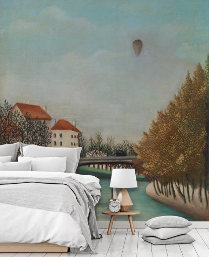 carta da parati d'arte chiamata Studio per la vista del Pont de Sevres di Rousseau per camere da letto e salotti carta da parati d'arte chiamata Studio per la vista del Pont de Sevres di Rousseau per camere da letto e salotti