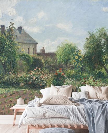 fine art wallpaper mural called The Artist's Garden at Eragny by Camille Pissarro
