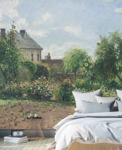 fine art wallpaper mural called The Artist's Garden at Eragny by Camille Pissarro fine art wallpaper mural called The Artist's Garden at Eragny by Camille Pissarro