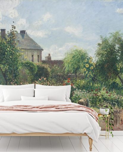 papier peint mural d'art intitulé Le jardin de l'artiste à Eragny par Camille Pissarro