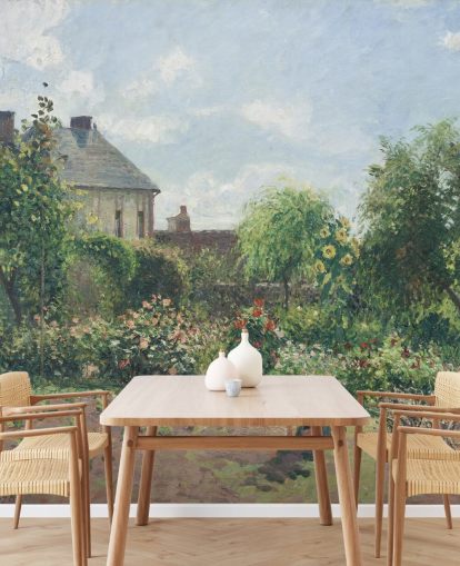 kunstbehangmuurschildering genaamd The Artist's Garden at Eragny van Camille Pissarro